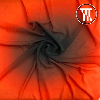 Шифон-стрейч градиент, цв. Черный +Темно-оранжевый (R=37см)