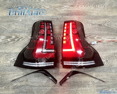 Стопы Toyota Land Cruiser Prado 150 2009-2024 с анимацией красно-черные