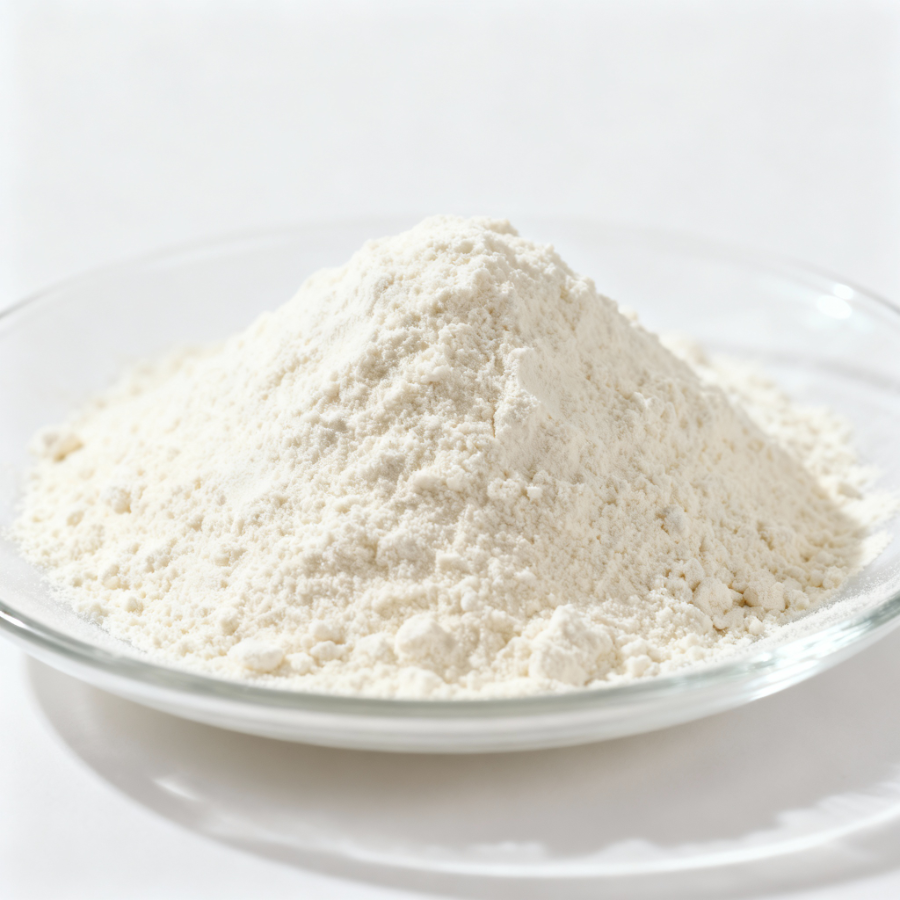 Сухая молочная сыворотка на белой тарелке