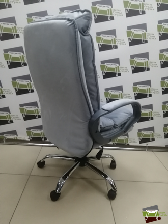 Кресло Кр85 ТГ СП ХРОМ HT12 (ткань серо-голубая)