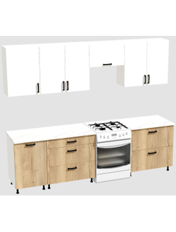 Кухня Эконом 2,1 метра (1300х800) Цвет: Белый/Дуб Вотан