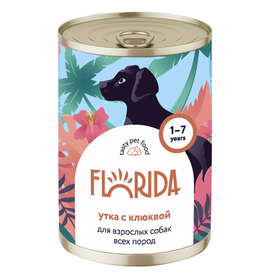 Florida (Флорида) влажный корм (консерва) для собак с уткой и клюквой, 400 г