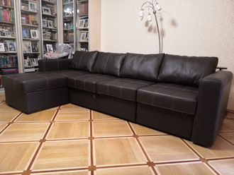 Финский диван-кровать Texas с удобным спальным механизмом,  натуральная кожа. УДЛИНЕННЫЙ ВАРИАНТ