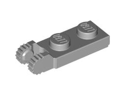 Hinge Plate 1 x 2 Locking with 2 Fingers on End and 9 Teeth without Bottom Groove, Light Bluish Gray (44302b / 4211804)