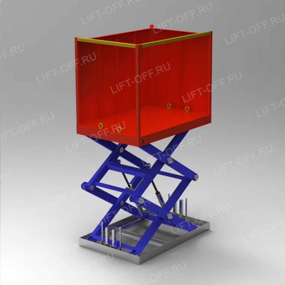 Подъемный стол гидравлический двухножничный