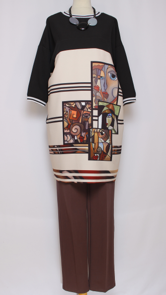 Туника  "ПИКАССО" чёрная р.48-64