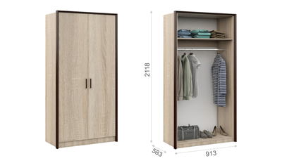 Шкаф Двухдверный Эшли, венге, сонома