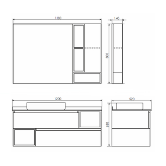 Тумба-умывальник "Прага-120" дуб белый с графитовой столешницей, с раковиной COMFORTY T-Y9378