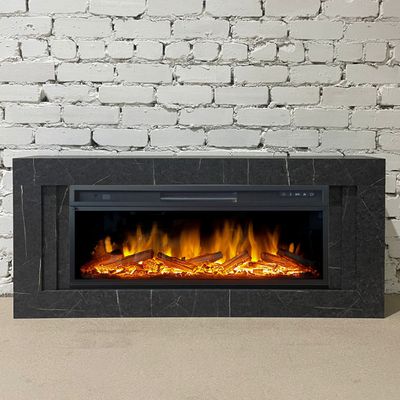 Линейный электрокамин Лайн GR-MR с очагом Vision 42 LOG LED