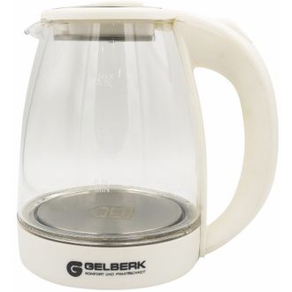 Чайник электрический Gelberk GL-407 ,белый , стекло, 1500 Вт, 1,5 литра