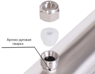 Царга ф38 мм, 500 мм, пустая, с гильзой под термометр, кламп 1,5"