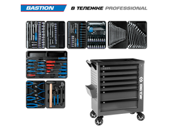 Набор инструментов 204 предмета, "BASTION", в серой тележке KING TONY 9G38-100MRG