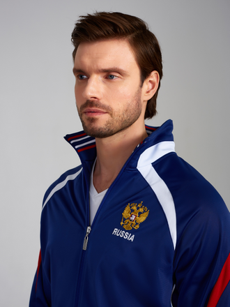 Cпортивный костюм мужской с символикой России (10SKM-335/1) (синий)