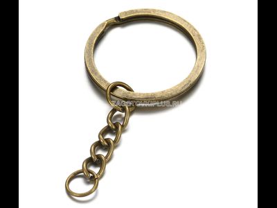 Плоское кольцо с цепочкой для брелка (бронза)