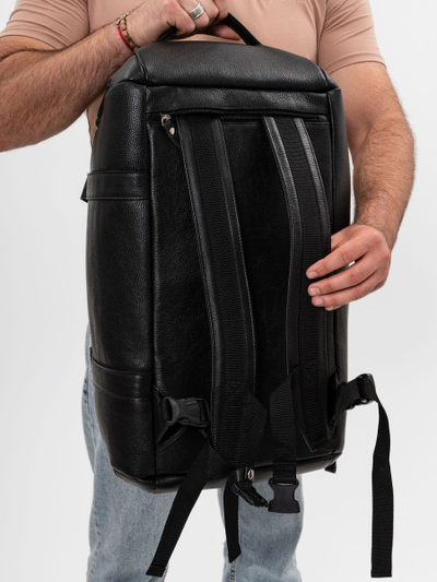 Кожаная дорожная сумка / рюкзак Napoli black 
(арт. 4034-01)