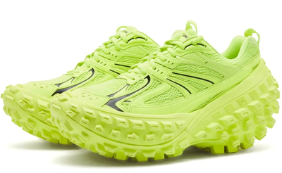 Balenciaga Defender Green Fabric Lace-Up Low-Top