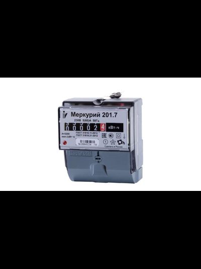 Счетчик электроэнергии однофазный однотарифный Меркурий 201.7, 5(60)А