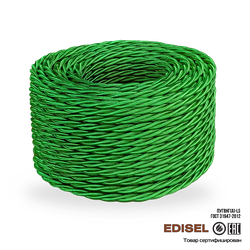Витой ретро провод 3х1.5 зеленый шелк бухта