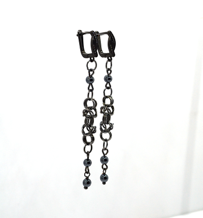 Серьги с гематитом "Переплетение"