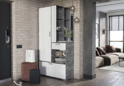 Денвер Прихожая 1000х2020х355 Ателье светлое/Белый