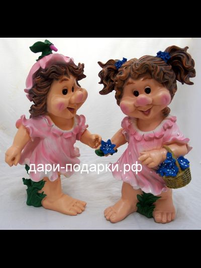 Девочка гном с корзиной цветов 60*36см   4кг   полистоун Россия 4397/012584-1*