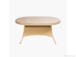 Стол Кипр овальный/стекло 145 см из ротанга