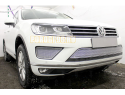 Защита радиатора Volkswagen Touareg II 2014-2018 chrome низ PREMIUM (кроме R-Line)
