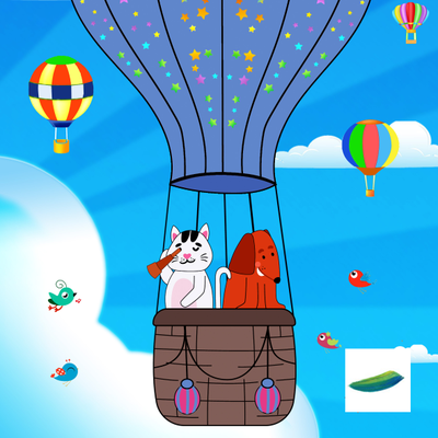 Постер «Полёт на воздушном шаре» из детской коллекции «Мишаня и Тимурчик».