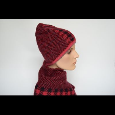 Клетчатый шарф с зигзагом Vizio Италия 8076 S красный