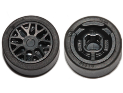 Wheel 11mm D. x 6mm with 8 Y Spokes with Black Tire 14mm D. x 6mm Solid Smooth 93595 / 50945, Black (93595c01)