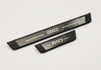 Накладки на пороги Киа Рио 4 - Kia Rio IV 2017-2023 (черный титан)