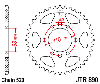 Звезда ведомая (42 зуб.) RK B4765-42 (Аналог: JTR890.42) для мотоциклов KTM