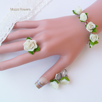 Комплект "Дыхание". Белое позолото.