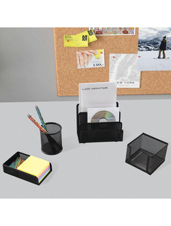 Настольный набор из металла BRAUBERG "Germanium", 4 предмета, черный, 231964