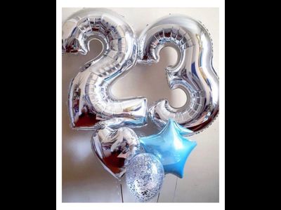 Набор шаров на 23 февраля "23 цифры + 2 фольги + 2 конфетти"