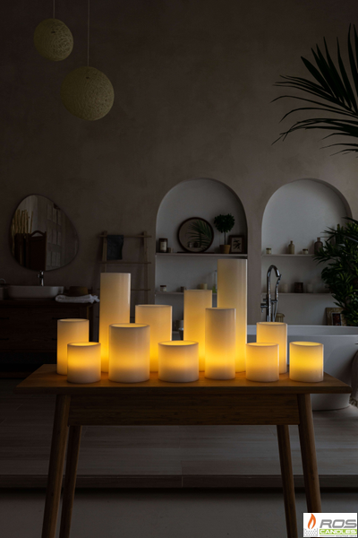 Большой набор LED свечей с парафиновыми плафонами, "Цветной"