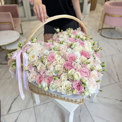 КОРЗИНА СЕРДЦЕ МИКС ЦВЕТОВ