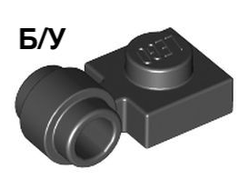 ! Б/У - Plate, Modified 1 x 1 with Light Attachment - Thick Ring, Black (4081b / 408126 / 4632571 / 6281993) - Б/У