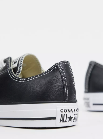 Кеды Converse черные низкие кожаные 132174C вид сзади фото