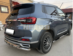 Пороги труба с проступью Папа Тюнинг d76 для Chery Tiggo 4 Pro 2022-