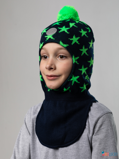 Шапка-шлем 20202-08, цвет темно-синий, салатовый, р. 48-50
