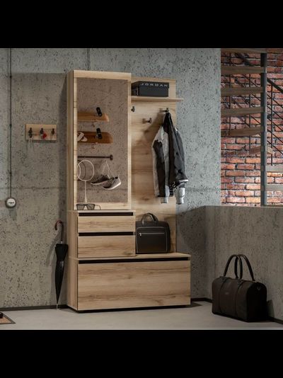 Берген вешалка с зеркалом прихожая Дуб делано/Венге