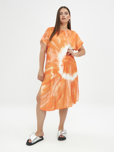 Летнее платье их хлопка с разводами "солнце"