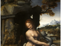 Картина обогреватель, репродукция Леонардо да Винчи Леда и Лебедь