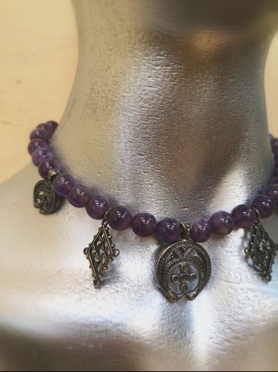 Бусы &quot;Лунница&quot; из натурального аметиста