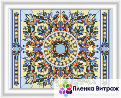 Пленка самоклеющаяся на потолок , витражная пленка, пленочный витраж с классическим рисунком