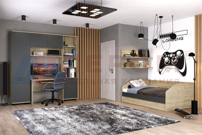 Композиция детской ГРЕЙС корпус Гикори Джексон Светлый/фасад Антрацит Матовый