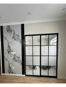 перегородка раздвижная матовое и прозрачное стекло