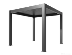 Алюминиевая пергола моторизированная отдельностоящая MK97 400*400*300 см с RGB подсветкой по контуру цвет серый