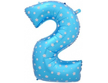 Шар (40''/102 см) Цифра, 2, Синий, 1 шт.